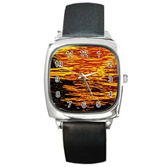 Liquid Gold Square Metal Watch by FunnyCow