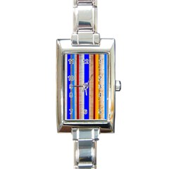 Colorful Wood And Metal Pattern Rectangle Italian Charm Watch by FunnyCow