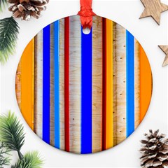 Colorful Wood And Metal Pattern Ornament (round) by FunnyCow