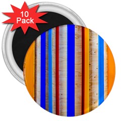 Colorful Wood And Metal Pattern 3  Magnets (10 Pack)  by FunnyCow