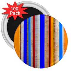 Colorful Wood And Metal Pattern 3  Magnets (100 Pack) by FunnyCow