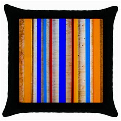 Colorful Wood And Metal Pattern Throw Pillow Case (black) by FunnyCow