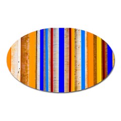 Colorful Wood And Metal Pattern Oval Magnet by FunnyCow