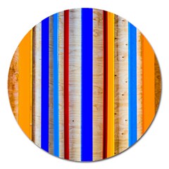 Colorful Wood And Metal Pattern Magnet 5  (round) by FunnyCow