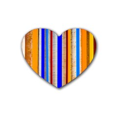 Colorful Wood And Metal Pattern Heart Coaster (4 Pack)  by FunnyCow