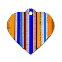 Colorful Wood And Metal Pattern Dog Tag Heart (one Side) by FunnyCow