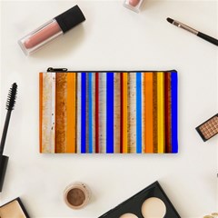 Colorful Wood And Metal Pattern Cosmetic Bag (small) by FunnyCow