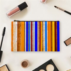 Colorful Wood And Metal Pattern Cosmetic Bag (medium) by FunnyCow