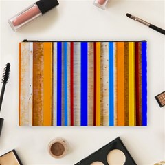 Colorful Wood And Metal Pattern Cosmetic Bag (large) by FunnyCow