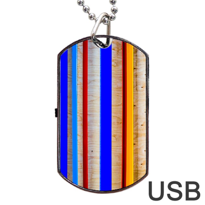 Colorful Wood And Metal Pattern Dog Tag USB Flash (Two Sides)