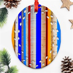 Colorful Wood And Metal Pattern Ornament (oval Filigree) by FunnyCow