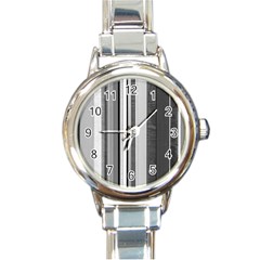 Shades Of Grey Wood And Metal Round Italian Charm Watch by FunnyCow