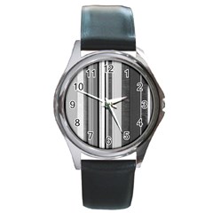 Shades Of Grey Wood And Metal Round Metal Watch by FunnyCow