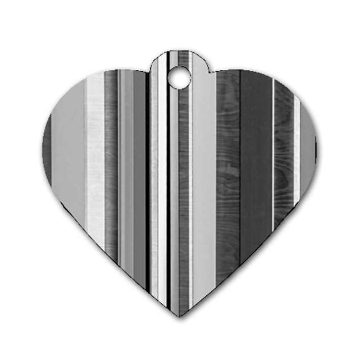 Shades Of Grey Wood And Metal Dog Tag Heart (One Side)