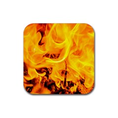 Fire And Flames Rubber Coaster (square)  by FunnyCow