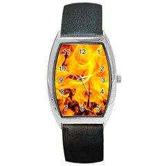 Fire And Flames Barrel Style Metal Watch by FunnyCow