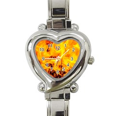 Fire And Flames Heart Italian Charm Watch by FunnyCow