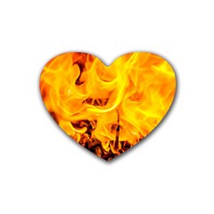 Fire And Flames Heart Coaster (4 Pack)  by FunnyCow