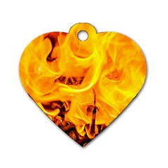 Fire And Flames Dog Tag Heart (two Sides) by FunnyCow