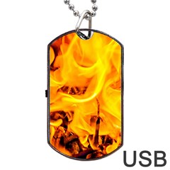 Fire And Flames Dog Tag Usb Flash (one Side) by FunnyCow