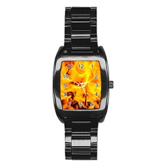 Fire And Flames Stainless Steel Barrel Watch by FunnyCow