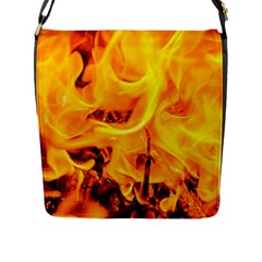 Fire And Flames Flap Messenger Bag (l)  by FunnyCow