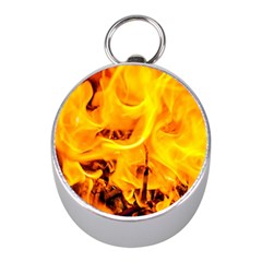 Fire And Flames Mini Silver Compasses by FunnyCow