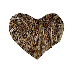 Dry Hay Texture Standard 16  Premium Heart Shape Cushions by FunnyCow