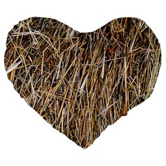 Dry Hay Texture Large 19  Premium Heart Shape Cushions by FunnyCow