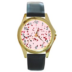 Love Is In The Air Round Gold Metal Watch by FunnyCow