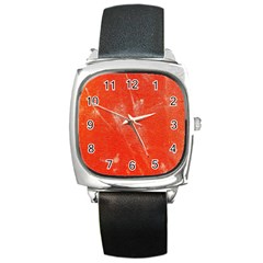 Grunge Red Tarpaulin Texture Square Metal Watch by FunnyCow