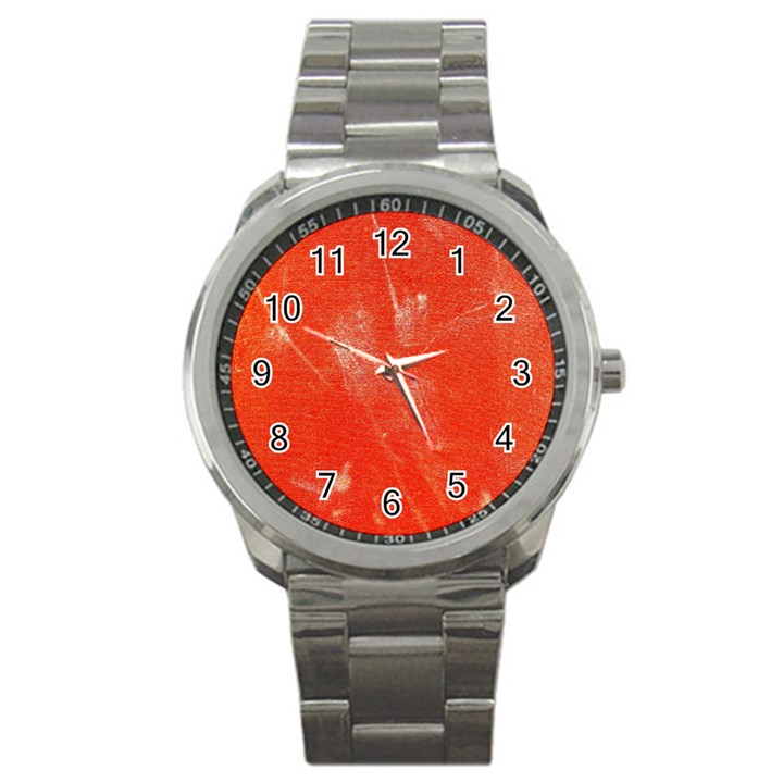 Grunge Red Tarpaulin Texture Sport Metal Watch