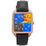 The Fifth Inside Vertical Pattern Rose Gold Leather Watch  Front