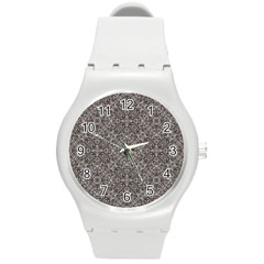 Luxury Modern Baroque Pattern Round Plastic Sport Watch (m) by dflcprints