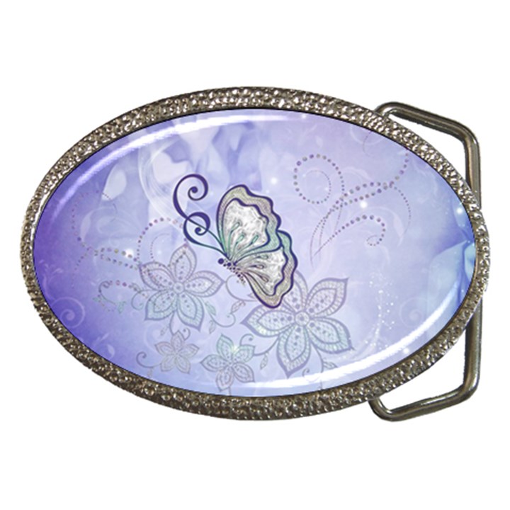 Wonderful Butterlies With Flowers Belt Buckles