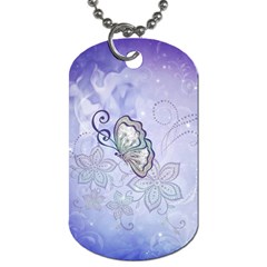 Wonderful Butterlies With Flowers Dog Tag (two Sides) by FantasyWorld7