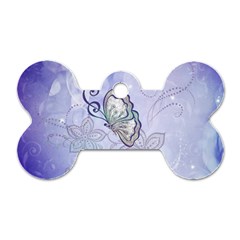 Wonderful Butterlies With Flowers Dog Tag Bone (one Side) by FantasyWorld7