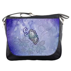 Wonderful Butterlies With Flowers Messenger Bags by FantasyWorld7