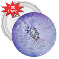 Wonderful Butterlies With Flowers 3  Buttons (100 Pack)  by FantasyWorld7