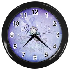 Wonderful Butterlies With Flowers Wall Clock (black) by FantasyWorld7