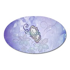 Wonderful Butterlies With Flowers Oval Magnet by FantasyWorld7