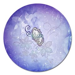 Wonderful Butterlies With Flowers Magnet 5  (round) by FantasyWorld7