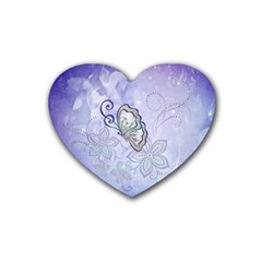 Wonderful Butterlies With Flowers Rubber Coaster (heart)  by FantasyWorld7