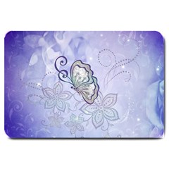 Wonderful Butterlies With Flowers Large Doormat  by FantasyWorld7