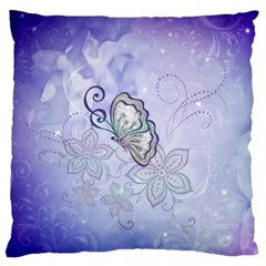 Wonderful Butterlies With Flowers Large Cushion Case (one Side) by FantasyWorld7