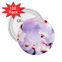 Pink Sakura Purple Background 2 25  Buttons (100 Pack)  by FunnyCow