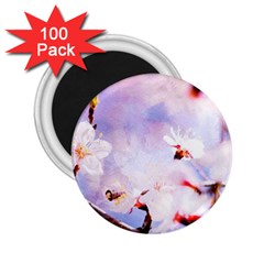 Pink Sakura Purple Background 2 25  Magnets (100 Pack)  by FunnyCow