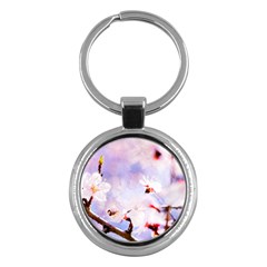 Pink Sakura Purple Background Key Chains (round)  by FunnyCow