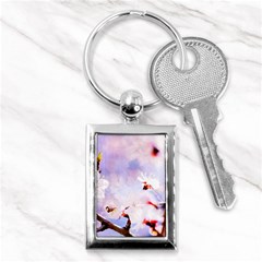 Pink Sakura Purple Background Key Chains (rectangle)  by FunnyCow