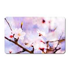 Pink Sakura Purple Background Magnet (rectangular) by FunnyCow